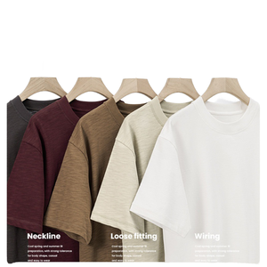 Camiseta Casual para Hombre, Cuello Redondo, Manga Corta, Corte Holgado, 100% Algodón, Transpirable, Color Sólido - Product Image 1