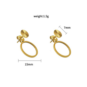 Geometric Hoop Earrings Gold 316 Stainless Steel Minimalist Design For Women - Product Image 4