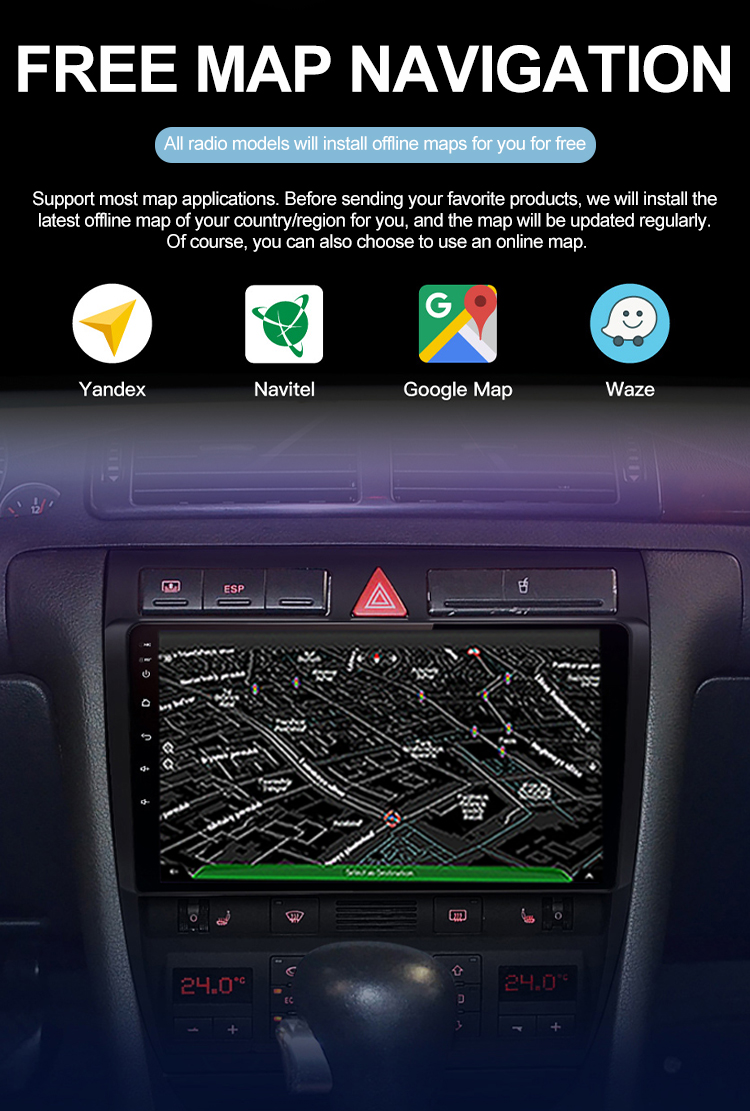 Autoradio Car Radio For Audi A6 C5 1997-2004 2din Multimedia Video GPS Navigation Carplay Android Stereo Headunit