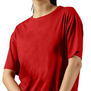 Women <b>Red</b> Plain Solid Color Short Sleeve T <b>Shirt</b> Loose Fit Casual Cotton T <b>Shirt</b> Breathable All Seasons Wear <b>Ladies</b> Fashion <b>Tees</b> - Product Image 5