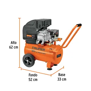 Compresor lubricado BOX 1, 25L, 3HP, horizontal, 127V, TRUPER - Product Image 3