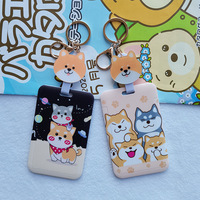 Porte-badge d'étudiant en plastique pour carte de bus, adorable étui pour carte avec chien Shiba Inu, étui personnalisé facile à retirer, porte-clés