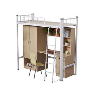 Litera de acero con escritorio y casillero, Loft, marco de Metal, alta resistencia, cama de dormitorio - Product Image 1