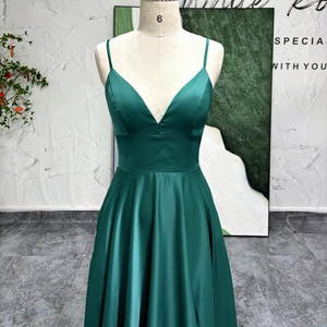 Sexy Slit <strong>Teenagers</strong> Spaghetti Strap Natural Waistline Sheath Floor-Length Vintage V-neck Backless Criss-cross <strong>Prom</strong> <strong>Dress</strong> - Product Image 1