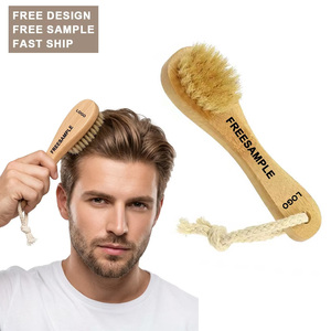 Brosse nettoyante visage en poils naturels avec logo personnalisé, mini brosse sèche pour nettoyer en profondeur les pores, éliminer l'acné, exfolier le corps et les pieds - Product Image 1