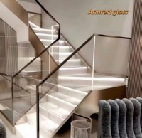 Balustrades et mains courantes modernes en aluminium en forme de U pour balcons de villas, fixation au sol, résistantes à l'eau
