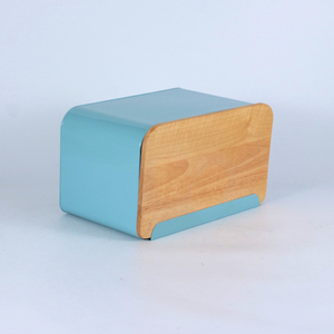 Modern Rectangular Storage Box With Wooden Lid Customizable Bread Box With Cutting Board