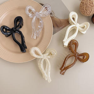 Clipes de cabelo antiderrapantes, grampos de cabelo para mulheres com garra, temperamento, arco transparente, grande, grampos de garra para cabelo grosso - Product Image 1