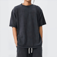 T-shirt Oversize en Coton Délavé Effet Vintage Épaules Tombantes Luxe Grammage Lourd Effet Vieilli Personnalisé Coupe Boxy Courte Homme