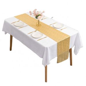 Nappe rectangulaire de luxe à paillettes dorées foncées pour décoration de mariage, chemin de table, fête - Product Image 1