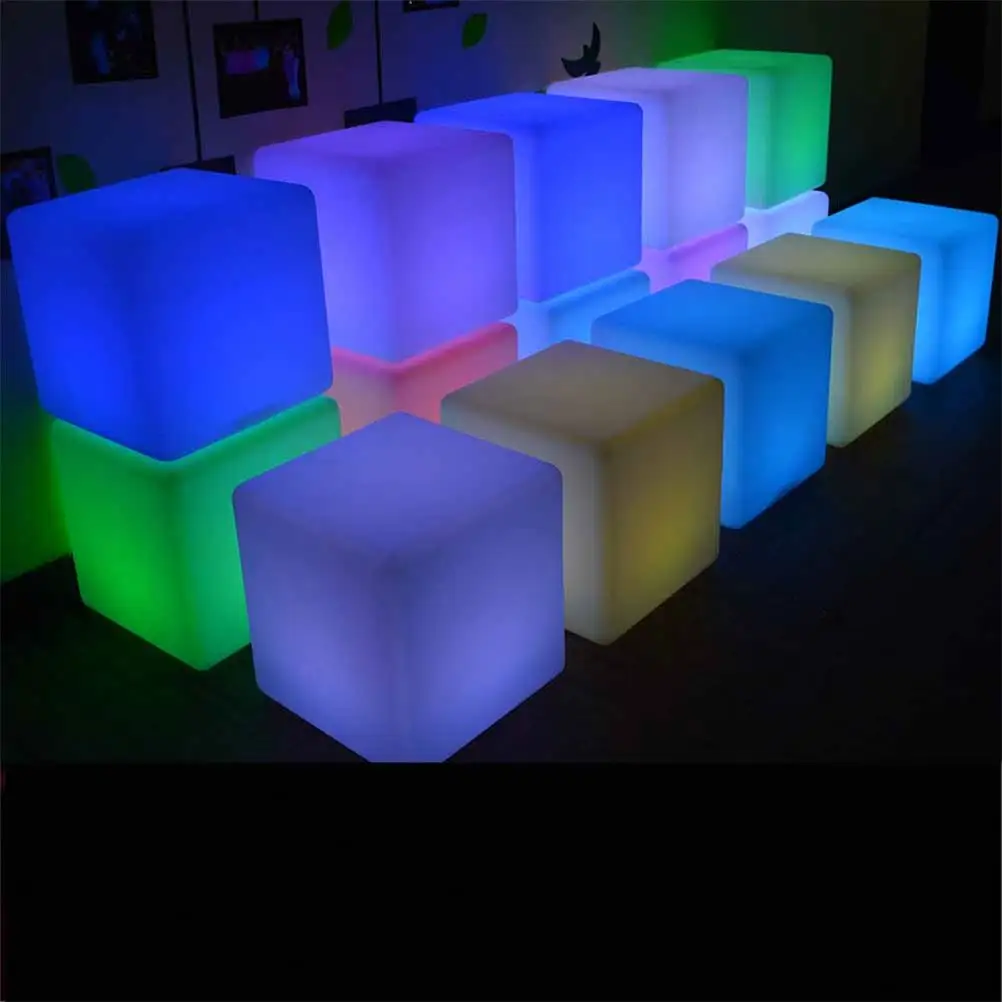 SX-4040-STL 40*40*40cm Color Changing LED Dice Cube Stool / Luminous LED Dice Cube Stool