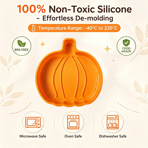 Moule à gâteau en silicone grande taille à cavité unique en forme de citrouille sans BPA, spécial Halloween, écologique et résistant à la chaleur, pour la vente en gros - Product Image 2