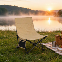 Chaise de camping pliable toutes saisons avec cadre en acier, siège large à bandoulière, poche latérale, pour bureau, sieste, plage