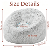 Fauteuil pouf géant en fausse fourrure moelleuse à assise profonde, convertible en canapé paresseux pour adulte
