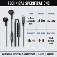 Auriculares Profesionales para Deportes Electrónicos Tipo C, Auriculares con Cable Estéreo para Juegos con Función de Micrófono Desmontable