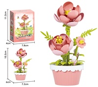 Ensemble de blocs de construction de mini-pots de fleurs DIY, 12 styles, respectueux de l'environnement, en ABS, briques de bonsaï florales, jouet pour la décoration de la maison, cadeau pour les filles et les enfants
