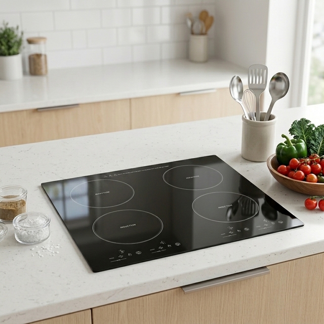 European Four-Head Induction Cooktop LED Touch Screen Waterproof Glass Surface 3300W Household Kitchen Appliance