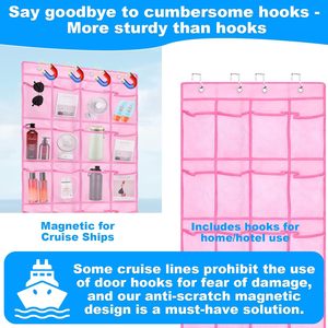 Over The Door Organizer 24 Pocket Pink Hanging <b>Storage</b> For <b>Shoes</b> And Bathroom Essentials Behind Doors On Walls - Product Image 6