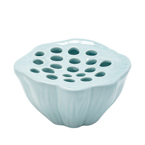 <b>Ceramic</b> Lotus Seed Pot Stand With Drainage Hole Tabletop <b>Vase</b> For Dry Brewing And Flower Arrangement Dehua - Product Image 4