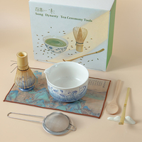 Gradient Couleur Imprimé À La Main Japonais Japon Cérémonial Grade Matcha Thé Accessoires Boîtes Bols Outils Matcha Kit Fouet Ensemble Boîte