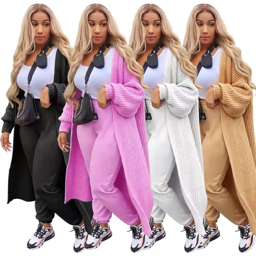 Women's Long Sleeve Casual long cardigan woman Open Front Knit Winter Cardigan Plus Size Sweater