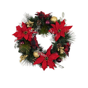 Popular Customized Colorful Christmas Decoration <b>Artificial</b> Christmas Party <b>Wreath</b> with Pinecorn - Product Image 1