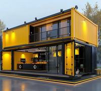 Bâtiment préfabriqué portable en acier, sur mesure, de luxe, à deux étages, de 20 et 40 pieds, pour bureaux, familles, villas, hôtels, magasins, supermarchés et centres commerciaux