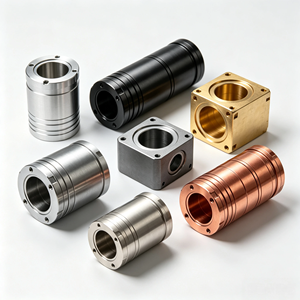 Boîtier de cylindre usiné CNC sur mesure OEM, bloc à cavité carrée en aluminium et manchon creux, pièces de tournage de précision - Product Image 1