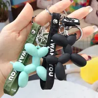 नई फैशन स्टीरियो प्यारा गुब्बारा कुत्ते चाबी का गुच्छा कुंजी अंगूठी रचनात्मक कार्टून मोबाइल फोन बैग कार लटकन मज़ा चाबी का गुच्छा
