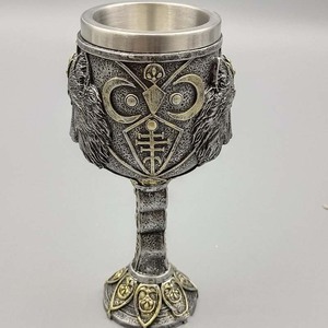Medieval Vintage mitología nórdica cabeza <span class=keywords><strong>de</strong></span> Lobo copas <span class=keywords><strong>de</strong></span> resina <span class=keywords><strong>de</strong></span> acero inoxidable vampiro Hombre Lobo personalidad Bar gafas - Product Image 6