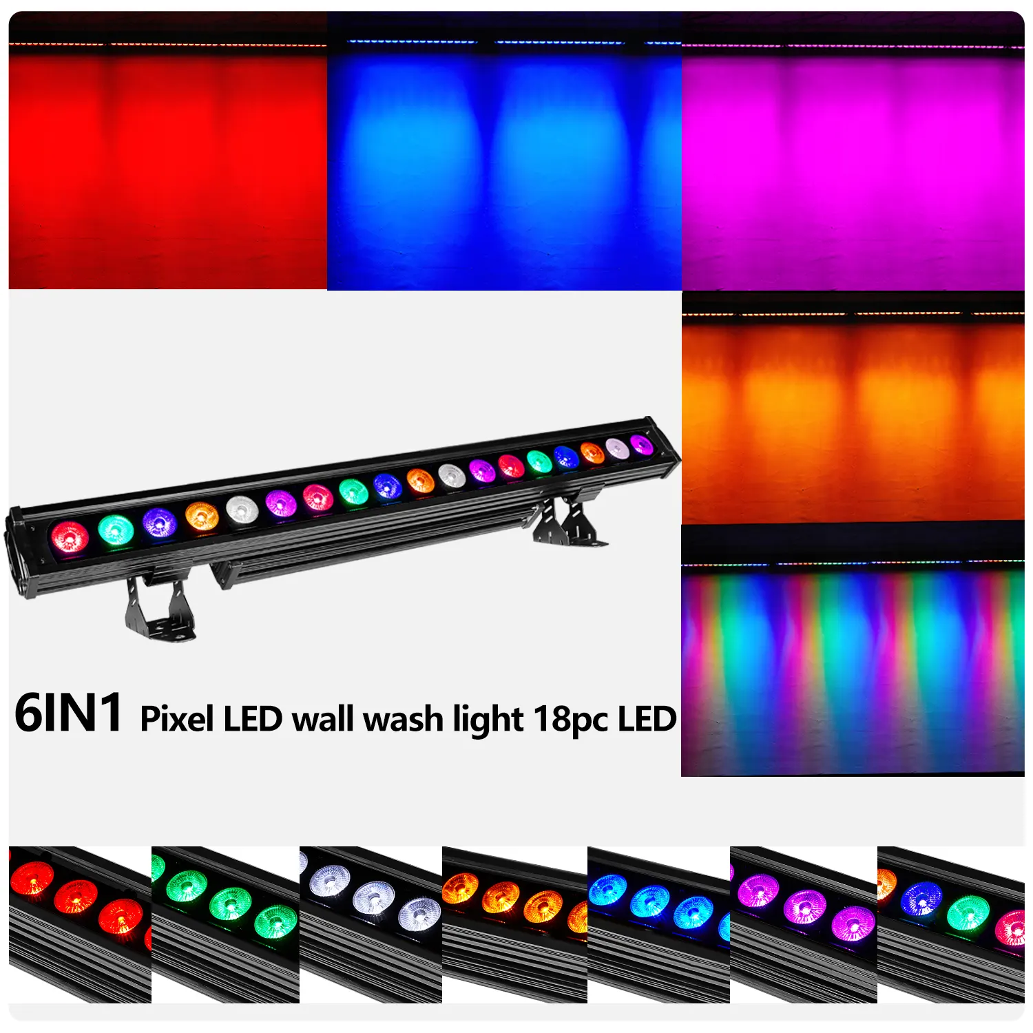 IP65 waterproof outdoor wash bar rgbw+uv 6in1 wall washer led wash light 18x18 led stage light