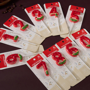 Bougies d'anniversaire personnalisées à thème pastèque en cire de paraffine imprimées UV avec numéro pour animaux de compagnie, enfants, fêtes, mariages, Noël, non toxiques - Product Image 5