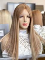 Perruque SHY Sheitel en cheveux humains vierges, avec dessus en dentelle HD, longueur moyenne, style mi-longueur aux épaules, fabriquée par le fabricant