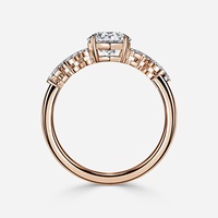 Bague de fiançailles en or massif 10K 14K 18K avec diamant de laboratoire taille radiant 2 carats et pierres latérales en forme de feuille marquise, certifiée IGI CVD/HPHT