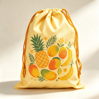 Sac à cordon personnalisé avec logo, grand format, motif mignon de fruits et desserts, recyclable, réutilisable, pour l'école, les événements sportifs, les baby showers