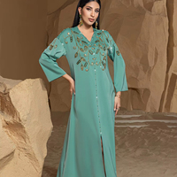 Nouvelles robes arabes brodées à la main avec des strass, robes Abaya en gros d'Arabie Saoudite et de Dubaï