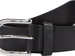 Cinturón de Cuero Repujado Estilo Occidental, Cuero Vacuno Genuino con Patrón Floral y Hebilla Cuadrada Plateada, Unisex - Product Image 1