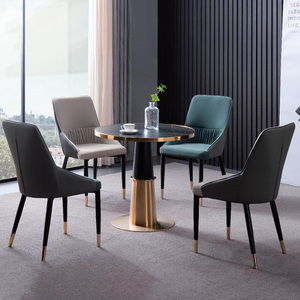 Muebles Modernos de Lujo <span class=keywords><strong>para</strong></span> Cafetería, <span class=keywords><strong>Mesa</strong></span> de Comedor Redonda con Base de Acero Inoxidable Dorado y Tapa de Mármol <span class=keywords><strong>para</strong></span> Hotel, Restaurante o Sala de Reuniones - Product Image 1