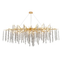 Lustre rectangulaire LED style américain en cristal gris fumé Golden Branch, vente en gros d'usine Hullxine, garantie 3 ans