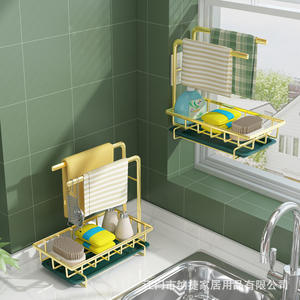 Égouttoir à vaisselle Najie avec plateau, support de rangement suspendu multifonctionnel pour évier, égouttoir carré pour serviettes et ustensiles - Product Image 2