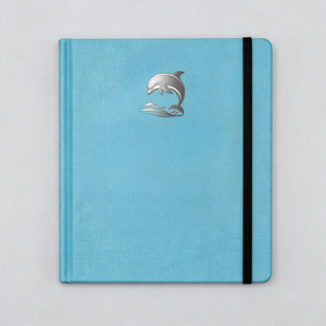 Carnet carré en cuir PU avec gaufrage <span class=keywords><strong>dauphin</strong></span> argenté, couverture rigide vierge pour l'écriture et le <span class=keywords><strong>dessin</strong></span> - Product Image 1