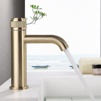 Robinet mitigeur de lavabo moderne à poignée unique, finition or brossé, eau froide, à poser sur le comptoir, monotrou
