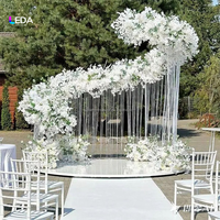 LEDA Nouvelle Arrivée Arche de Mariage Courbe avec Rideau et Fleurs pour Décoration de Fête de Mariage et Événements