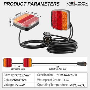 Luz Trasera LED para <span class=keywords><strong>Remolque</strong></span>, Impermeable IP67, 5 Funciones, Homologación ECE, <span class=keywords><strong>Kit</strong></span> de <span class=keywords><strong>Luces</strong></span> para <span class=keywords><strong>Remolque</strong></span> de 12V 24V - Product Image 6