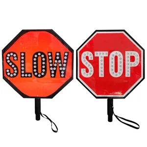 EGP Traffic Road Safety Warning Stop Lent Reflective Led Handheld Flashing Signs