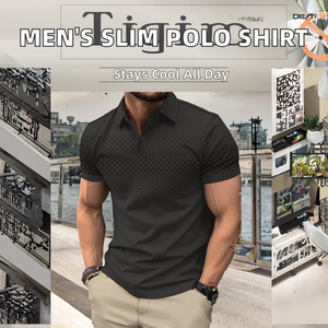 Chemise Homme Slim Fit Tricotée 100% Polyester Manches Courtes Douce Respirante Infroissable Imprimée Décontractée Bureau Service OEM - Product Image 3