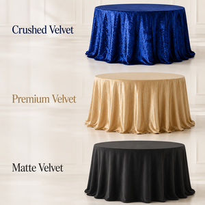 Wholesale <b>Round</b> Velvet <b>Tablecloth</b> Style Options Crushed Premium Matte Covers for Banquet Rental Projects - Product Image 1