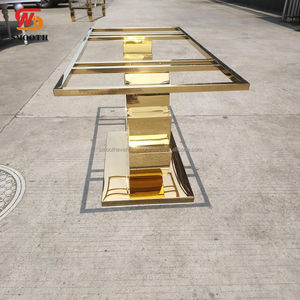 Suave Venta caliente boda moderna mesa de cristal espejo oro Acero inoxidable boda comedor Mesa eventos Decoración - Product Image 3