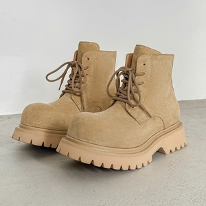 Botas cortas estilo workwear para mujer, modelo 2025, suela gruesa, botas de primavera-otoño, cuero brillante llamativo, color retro amarillo oscuro - Product Image 3