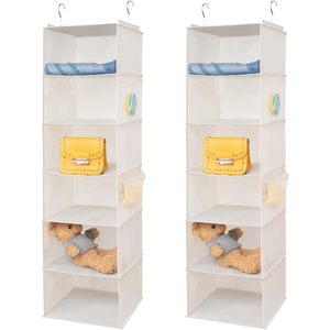 6 Shelf Hanging Closet Organizer 1 Pack With Side Pockets For Clothes <b>Shoes</b> <b>Storage</b> Behind Door Wall Hook Type Fabric Non Woven - Product Image 1